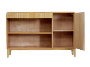 Mid 20th Century Low Open Elm Bookcase — thumbnail 3