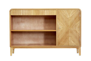 Mid 20th Century Low Open Elm Bookcase — thumbnail 2