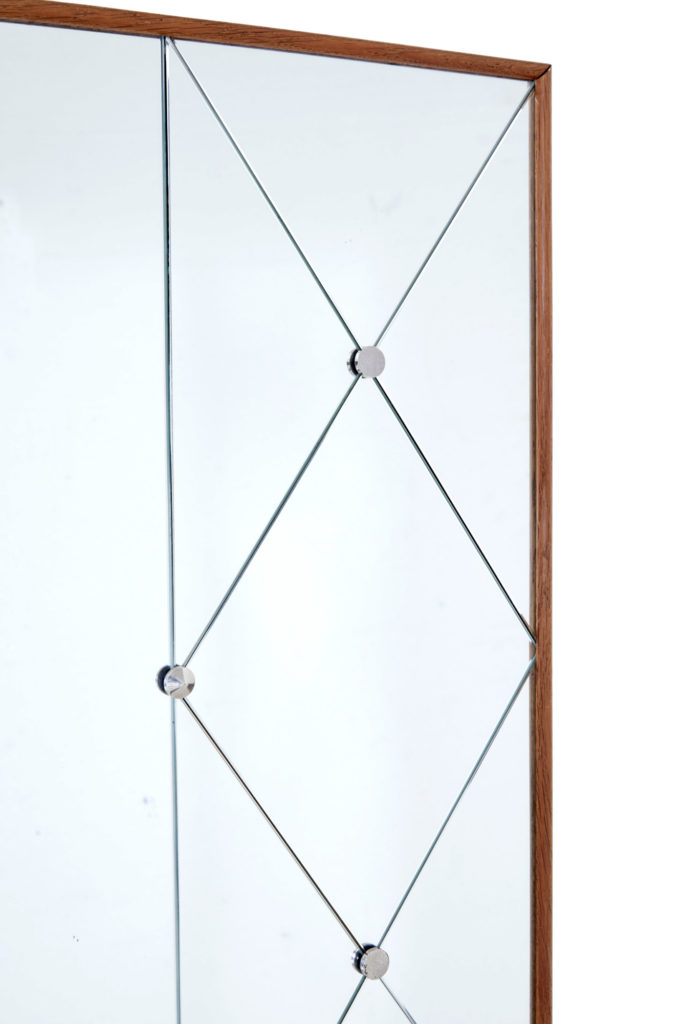 Large Mid 20th Century Scandinavian Oak Frame Mirror — image 3