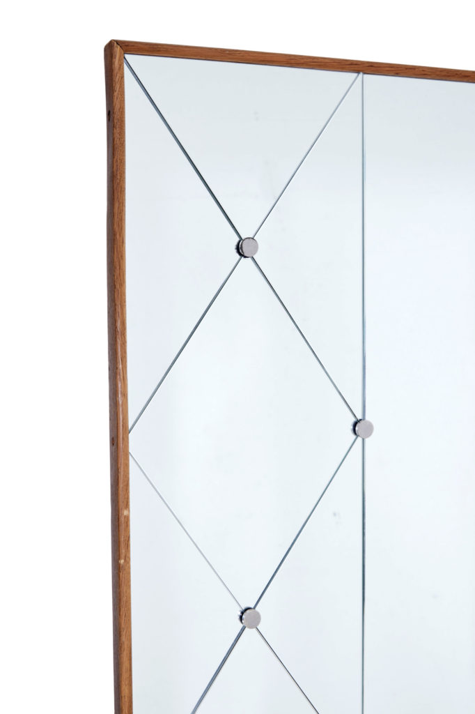 Large Mid 20th Century Scandinavian Oak Frame Mirror — image 4