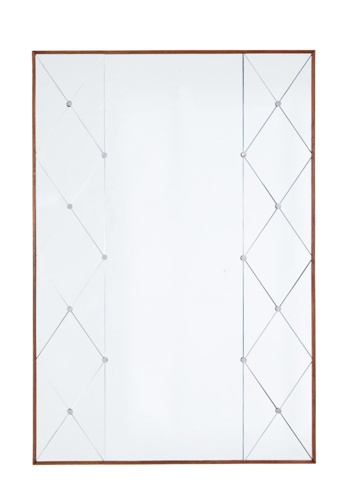 Large Mid 20th Century Scandinavian Oak Frame Mirror — image 1