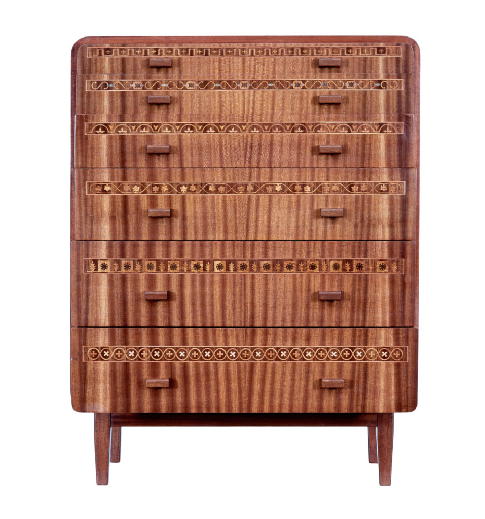 Scandinavian Mid 20th Century Mahogany 6 Drawer Chest — image 7