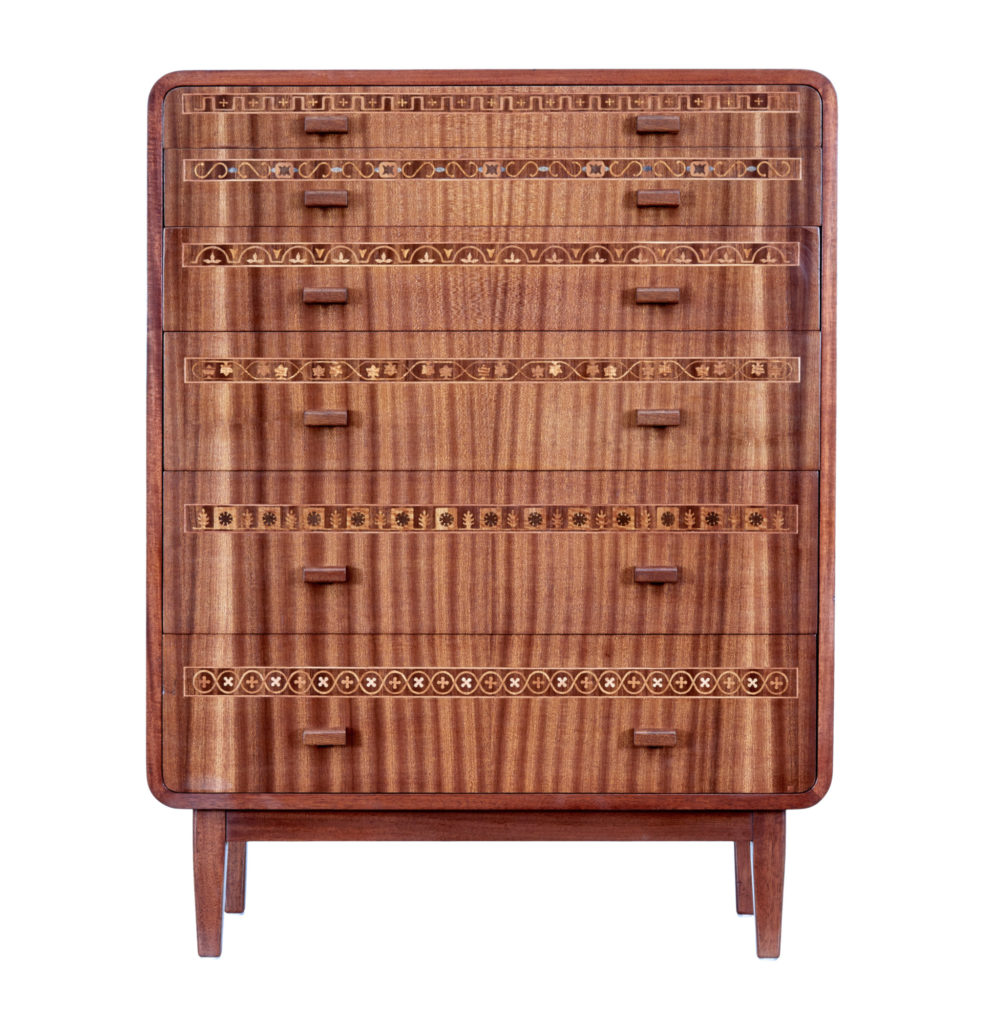 Scandinavian Mid 20th Century Mahogany 6 Drawer Chest — image 8