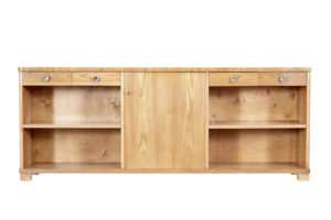 Swedish Mid 20th Century Low Open Elm Bookcase — thumbnail 9
