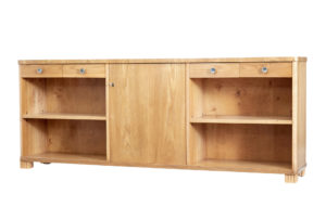 Swedish Mid 20th Century Low Open Elm Bookcase — thumbnail 1