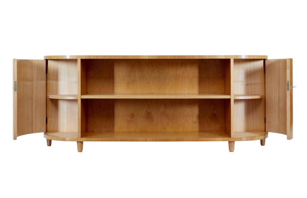 Swedish Mid 20th Century Elm Low Open Bookcase — image 8