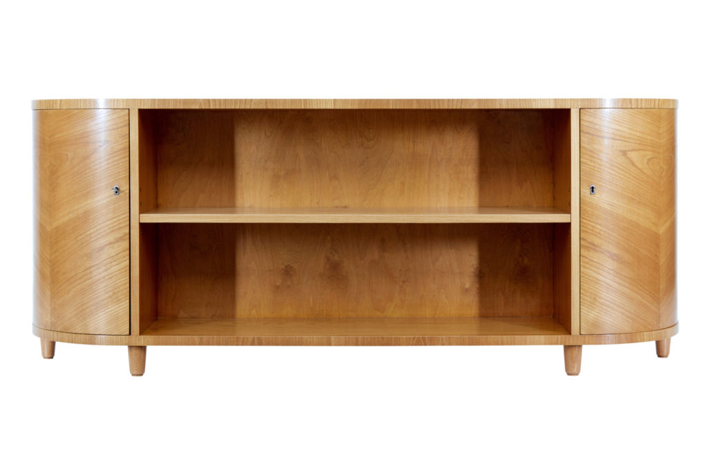 Swedish Mid 20th Century Elm Low Open Bookcase — image 1