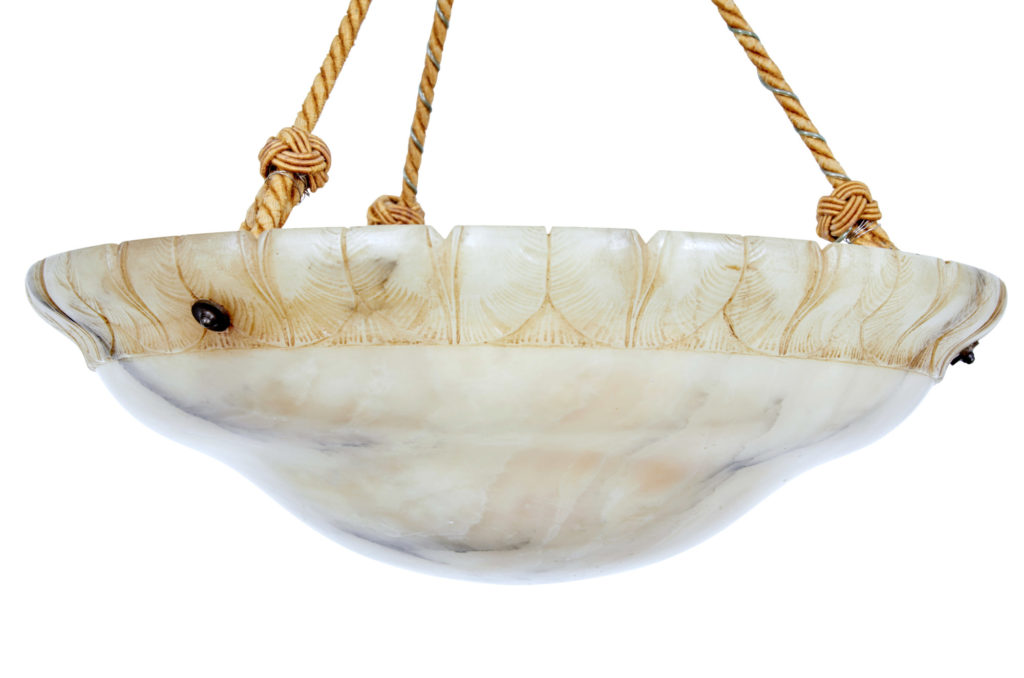 Art Deco Alabaster Hanging Pendant Light — image 5
