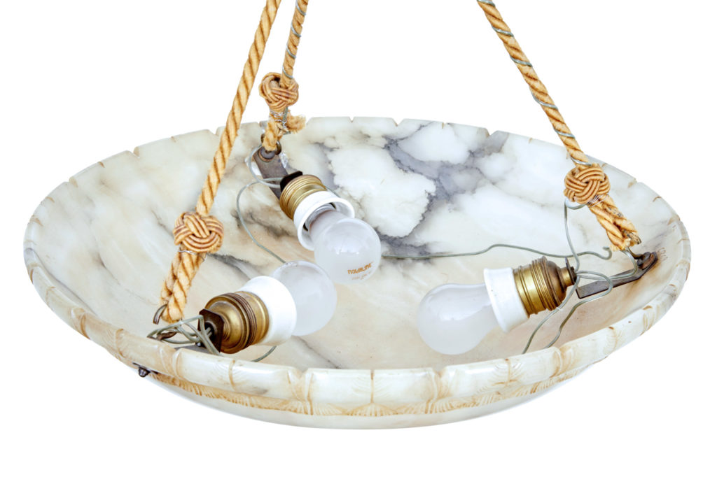 Art Deco Alabaster Hanging Pendant Light — image 7