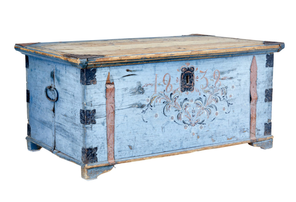 19th Century Swedish Painted Pine Chest — image 7