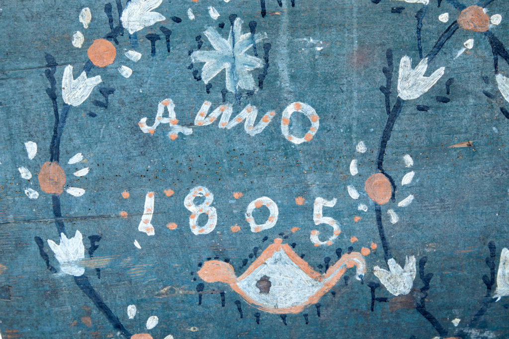 Swedish 19th Century Folk Art Hand Painted Dome Top Coffer — image 2