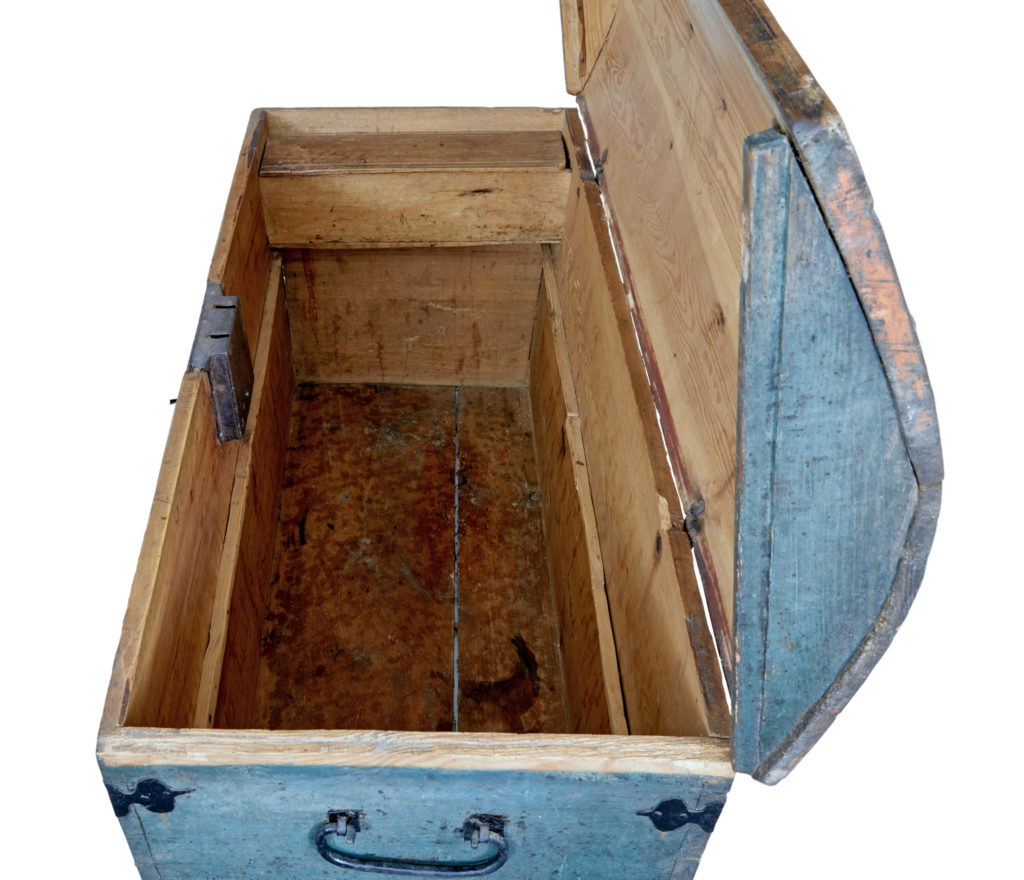 Swedish 19th Century Folk Art Hand Painted Dome Top Coffer — image 4