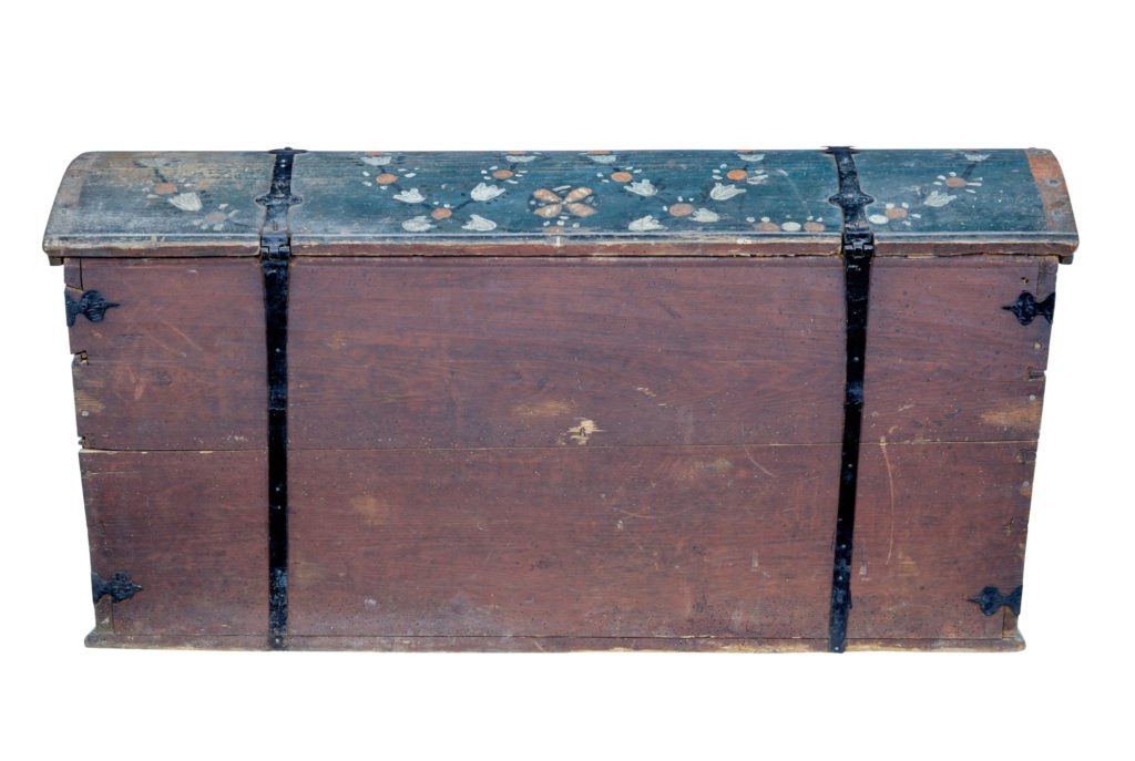 Swedish 19th Century Folk Art Hand Painted Dome Top Coffer — image 7
