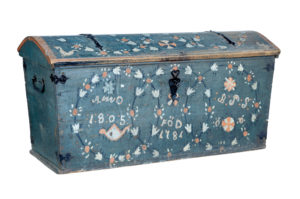 Swedish 19th Century Folk Art Hand Painted Dome Top Coffer — thumbnail 1