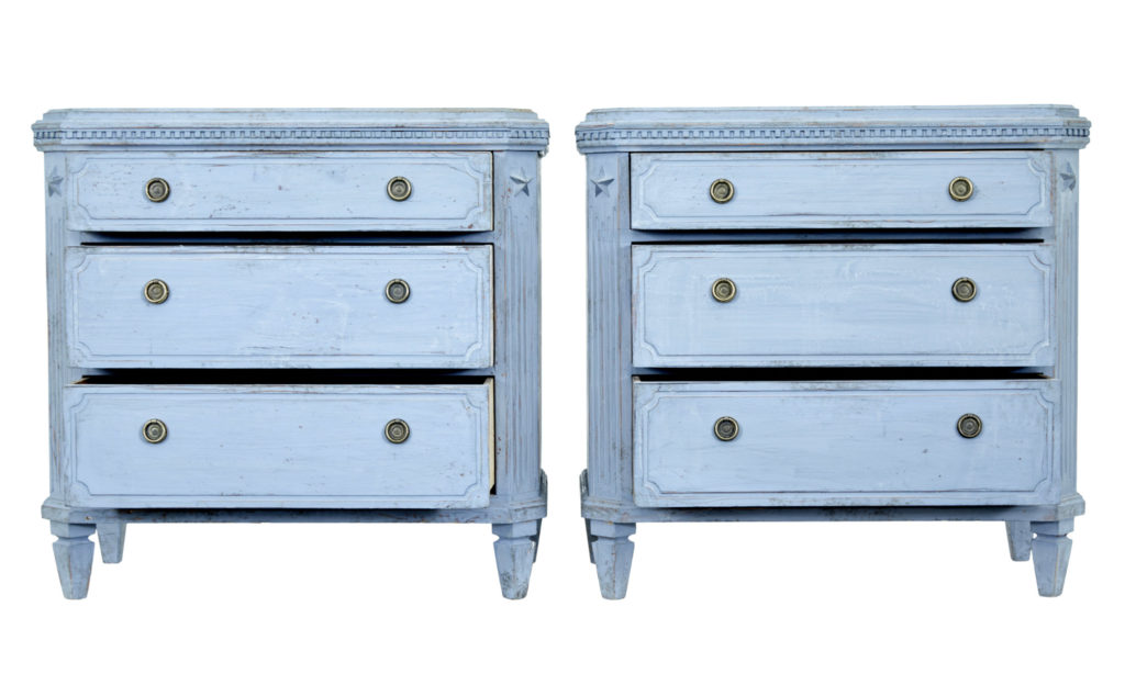 Swedish Pair of 19th Century Painted Blue Commodes — image 8