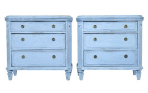 Swedish Pair of 19th Century Painted Blue Commodes — thumbnail 1