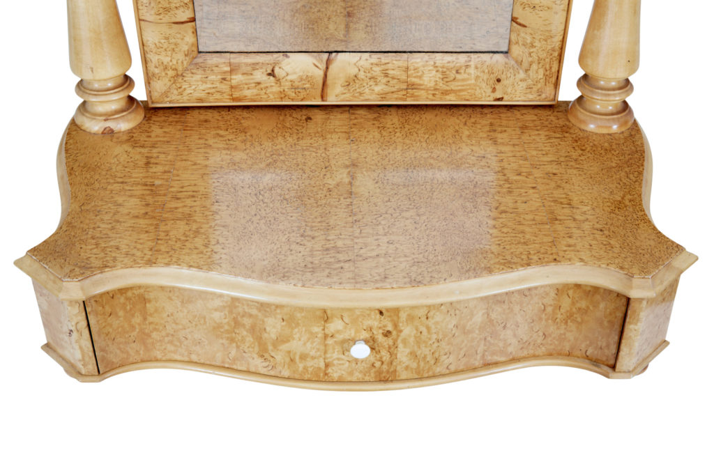 Early 20th Century Burr Birch Vanity Mirror — image 3