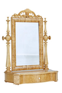Early 20th Century Burr Birch Vanity Mirror — thumbnail 1