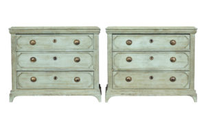 Pair of Swedish 19th Century Painted Green Commodes — thumbnail 1
