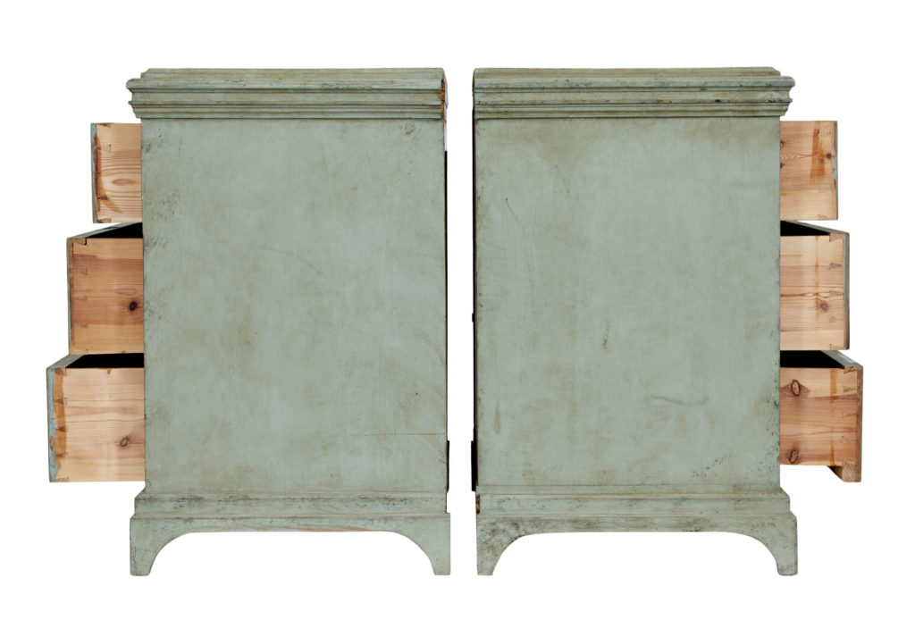Pair of Swedish 19th Century Painted Green Commodes — image 8