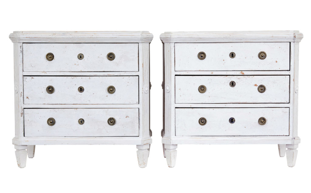 Pair of 19th Century Painted White Chest of Drawers
