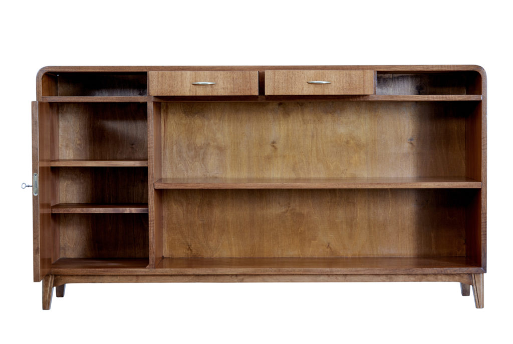 Scandinavian Mid 20th Century Walnut Low Open Bookcase by Bodafors — image 7