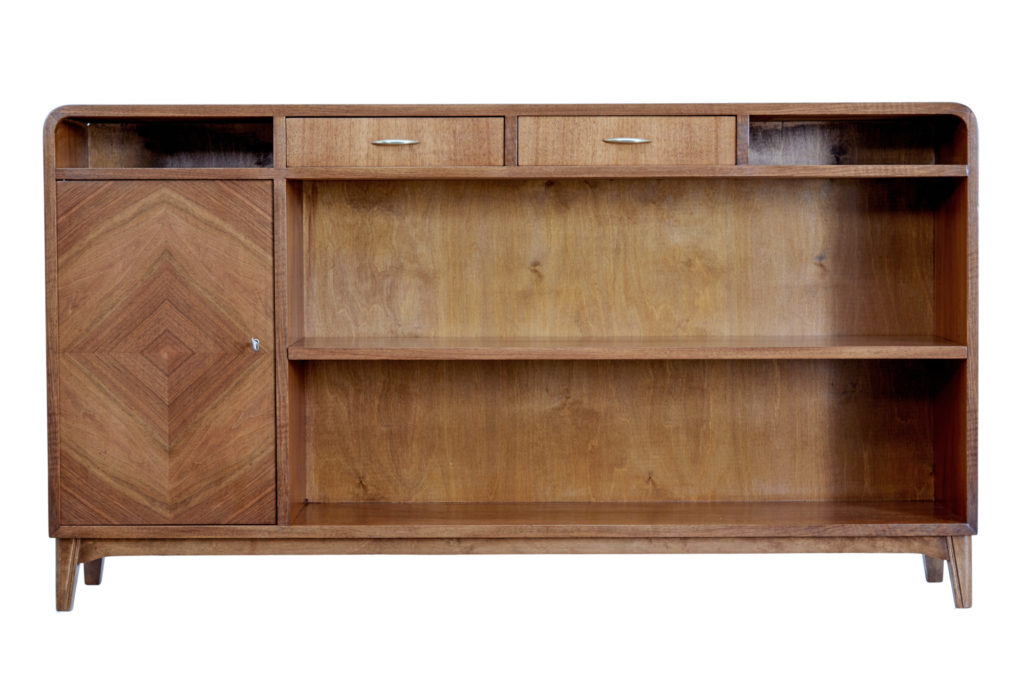 Scandinavian Mid 20th Century Walnut Low Open Bookcase by Bodafors — image 8