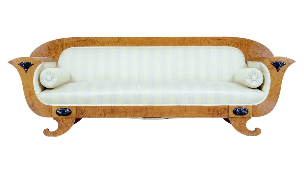 Early 20th Century Empire Revival Birch Sofa — image 8