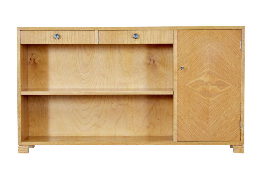 Swedish Mid 20th Century Elm Low Open Bookcase — image 8