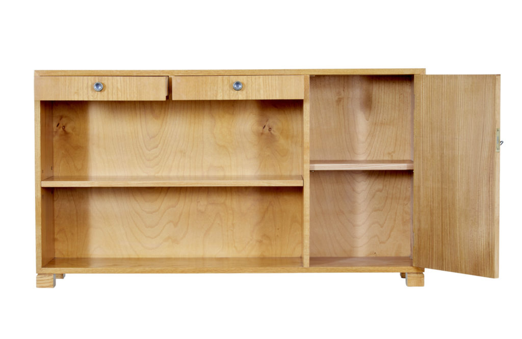 Swedish Mid 20th Century Elm Low Open Bookcase — image 7
