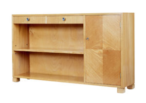 Swedish Mid 20th Century Elm Low Open Bookcase — thumbnail 1