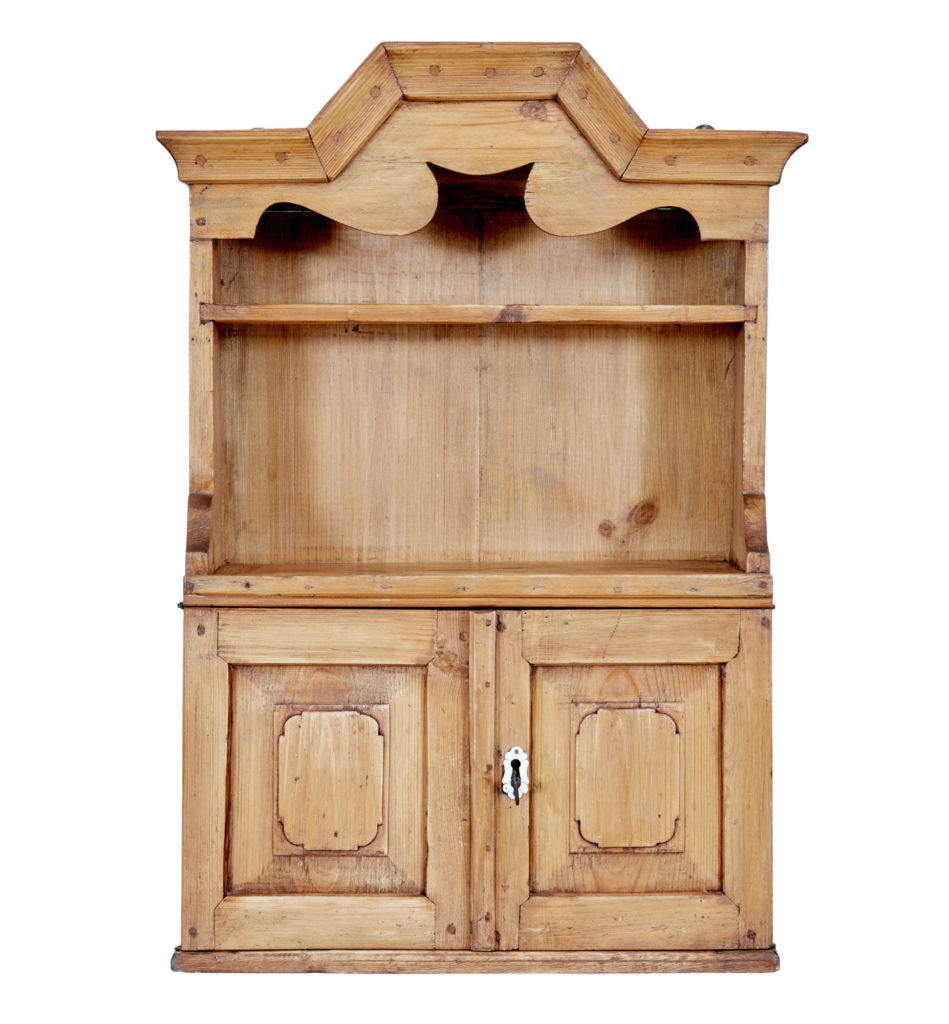 19TH CENTURY SMALL SWEDISH PINE WALL CABINET