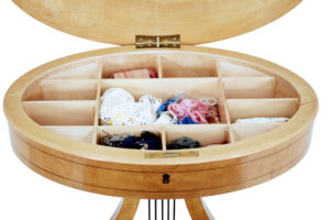 Early 20th Century Swedish Birch Lyre Sewing Table — thumbnail 2