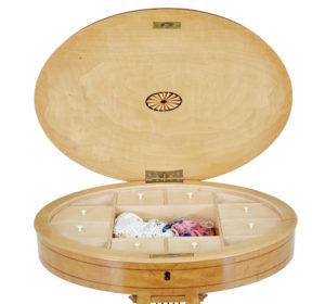 Early 20th Century Swedish Birch Lyre Sewing Table — thumbnail 3