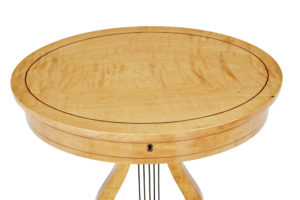 Early 20th Century Swedish Birch Lyre Sewing Table — thumbnail 5