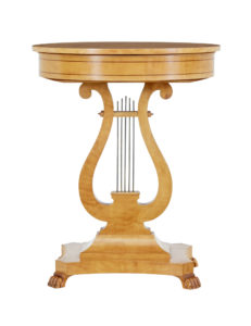 Early 20th Century Swedish Birch Lyre Sewing Table — thumbnail 8
