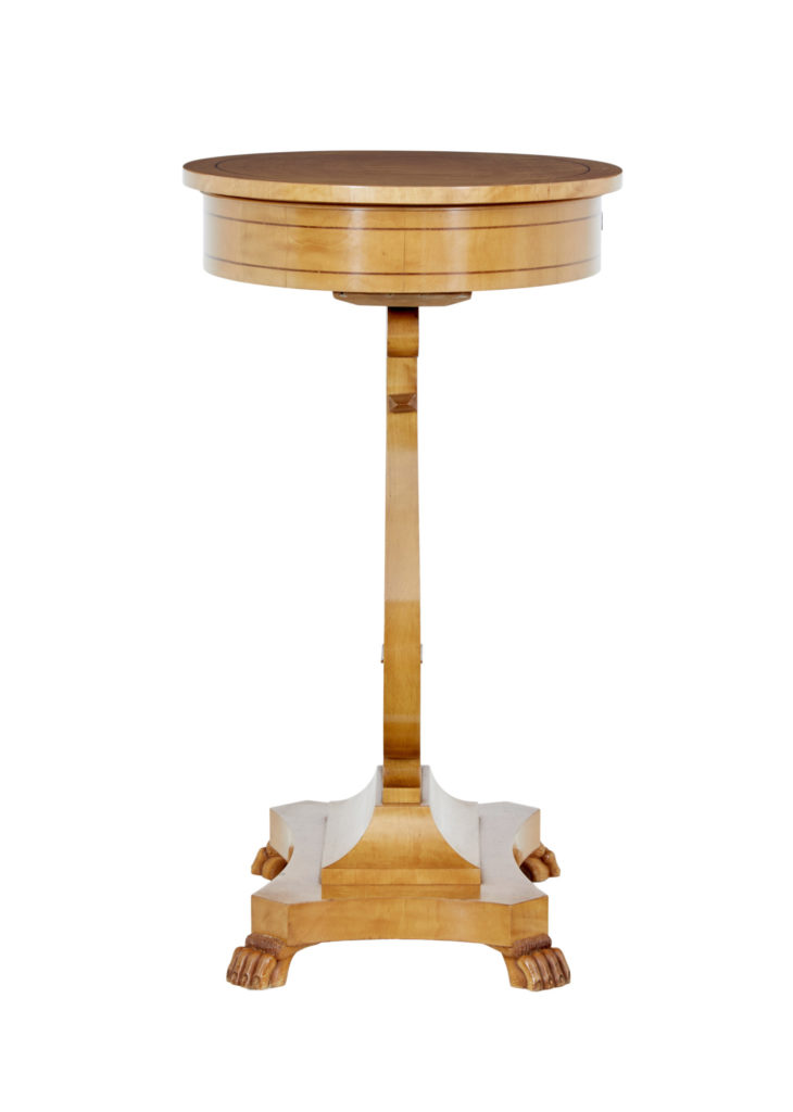 Early 20th Century Swedish Birch Lyre Sewing Table — image 7