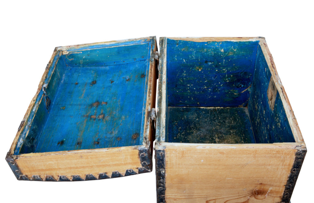 Mid 19th Century Small Swedish Pine Metal Bound Box — image 2