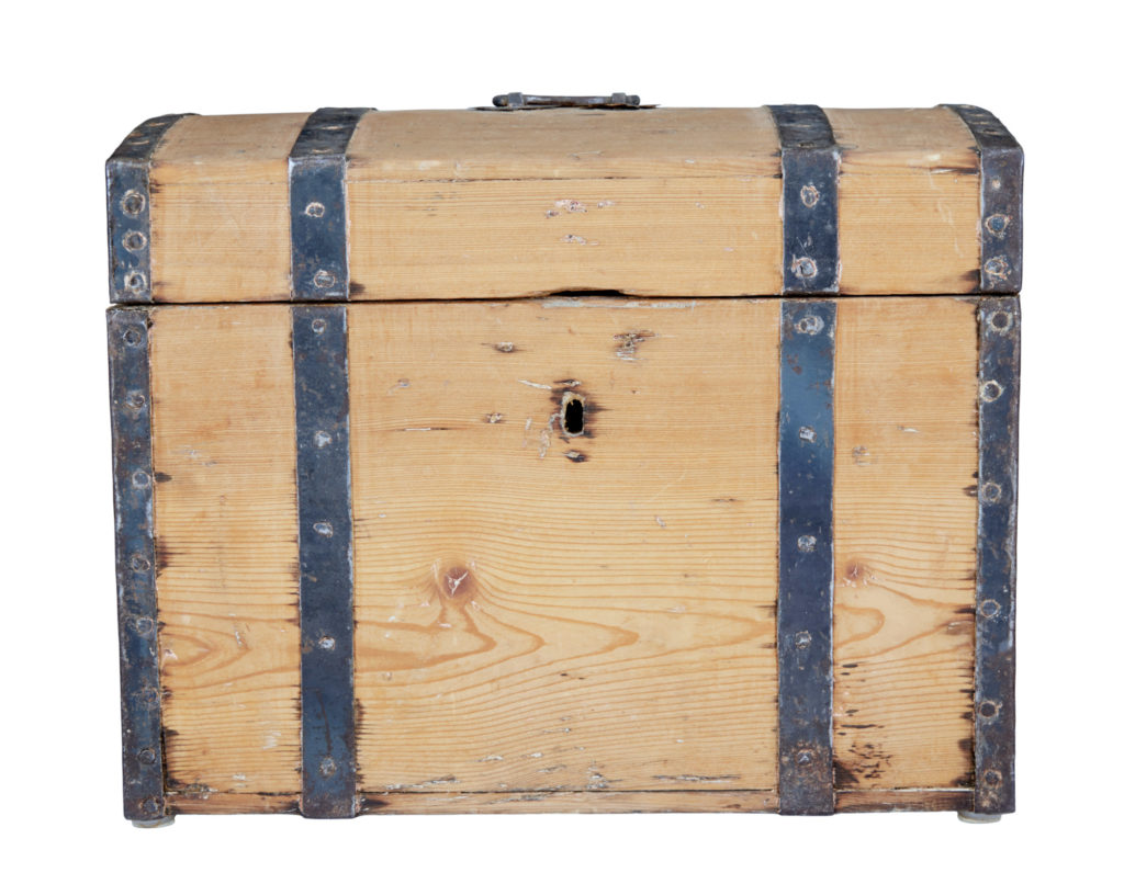 Mid 19th Century Small Swedish Pine Metal Bound Box — image 7