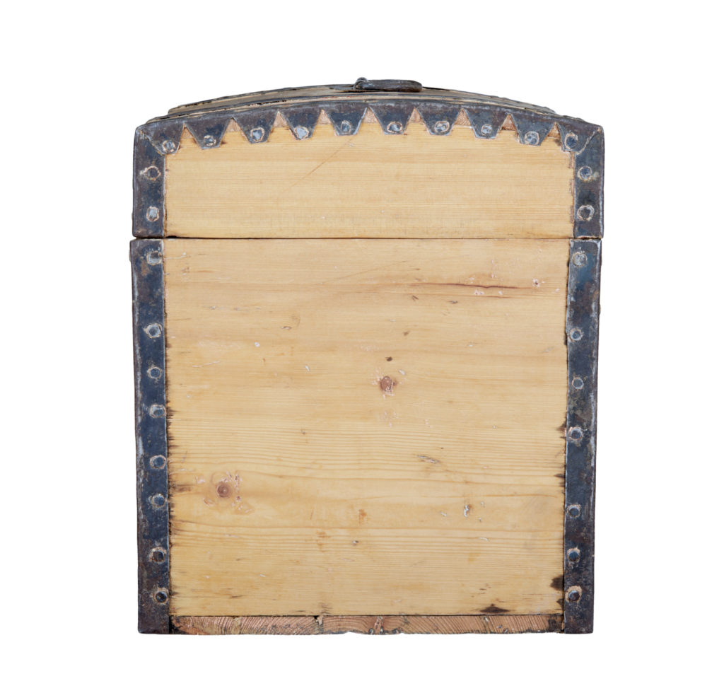 Mid 19th Century Small Swedish Pine Metal Bound Box — image 6