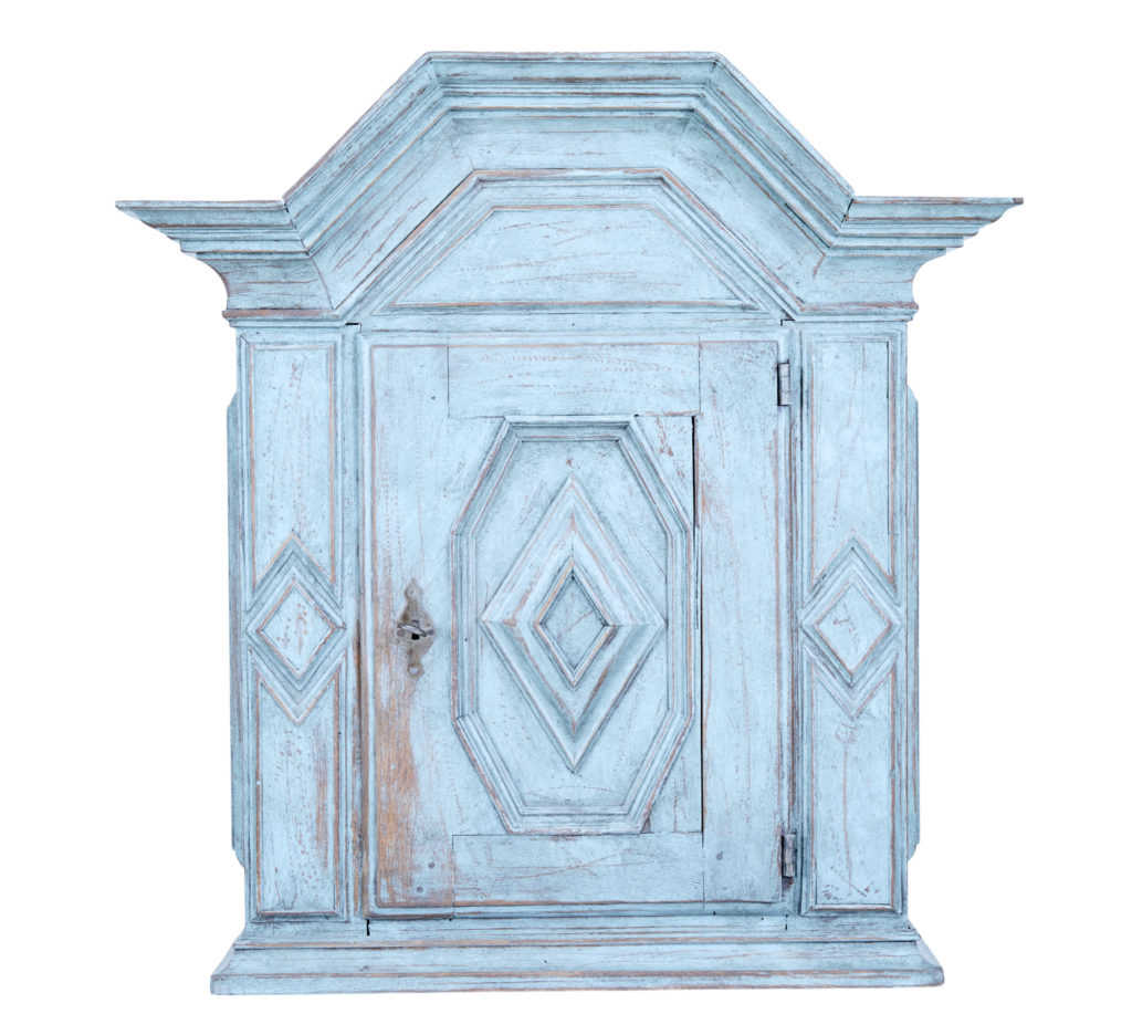 Swedish Painted 19th Century Oak Wall Cabinet — image 9