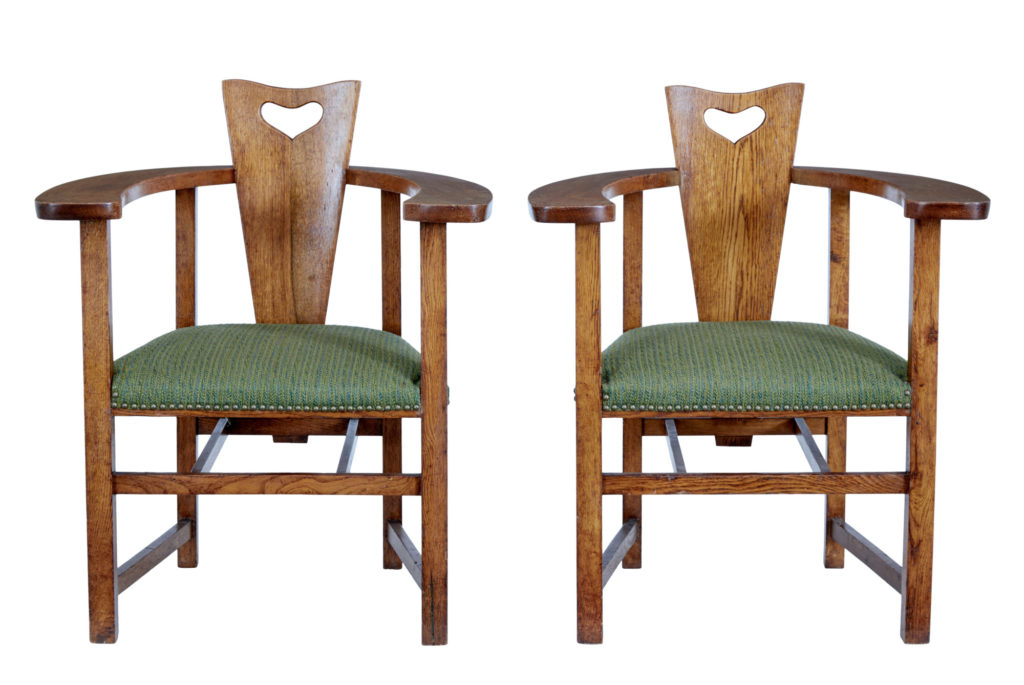 Pair of 19th Century Oak Arts and Crafts Armchairs
