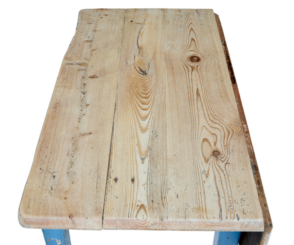 19th Century Rustic Swedish Painted Pine Drop Leaf Table — image 3