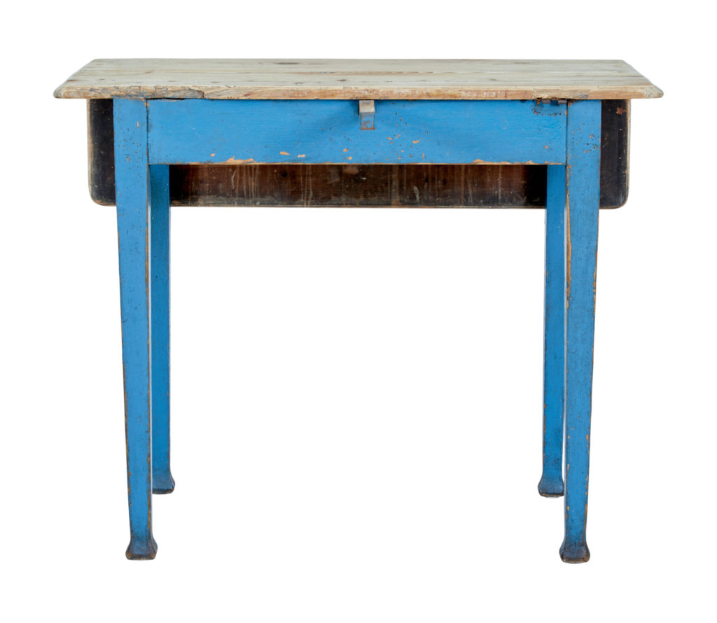 19th Century Rustic Swedish Painted Pine Drop Leaf Table — image 5
