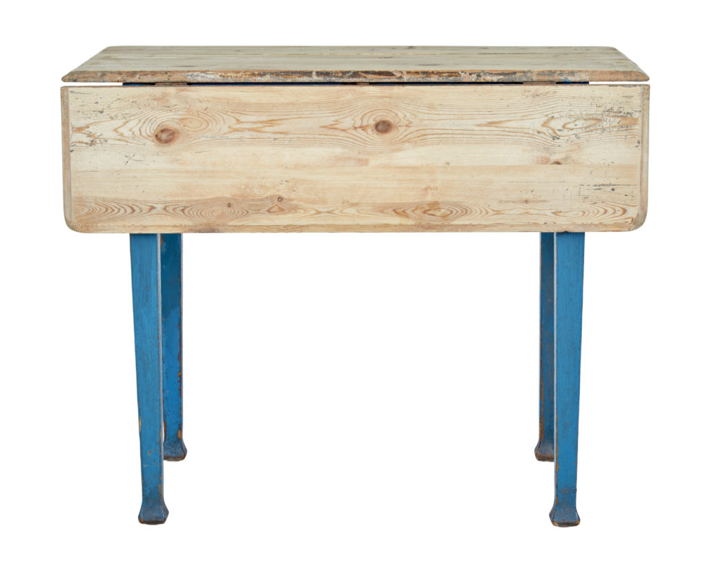 19th Century Rustic Swedish Painted Pine Drop Leaf Table — image 7
