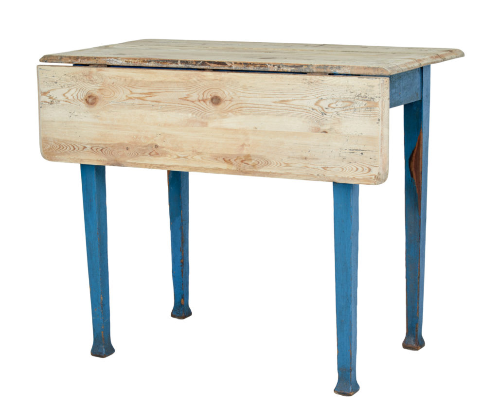19th Century Rustic Swedish Painted Pine Drop Leaf Table