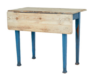 19th Century Rustic Swedish Painted Pine Drop Leaf Table — thumbnail 1