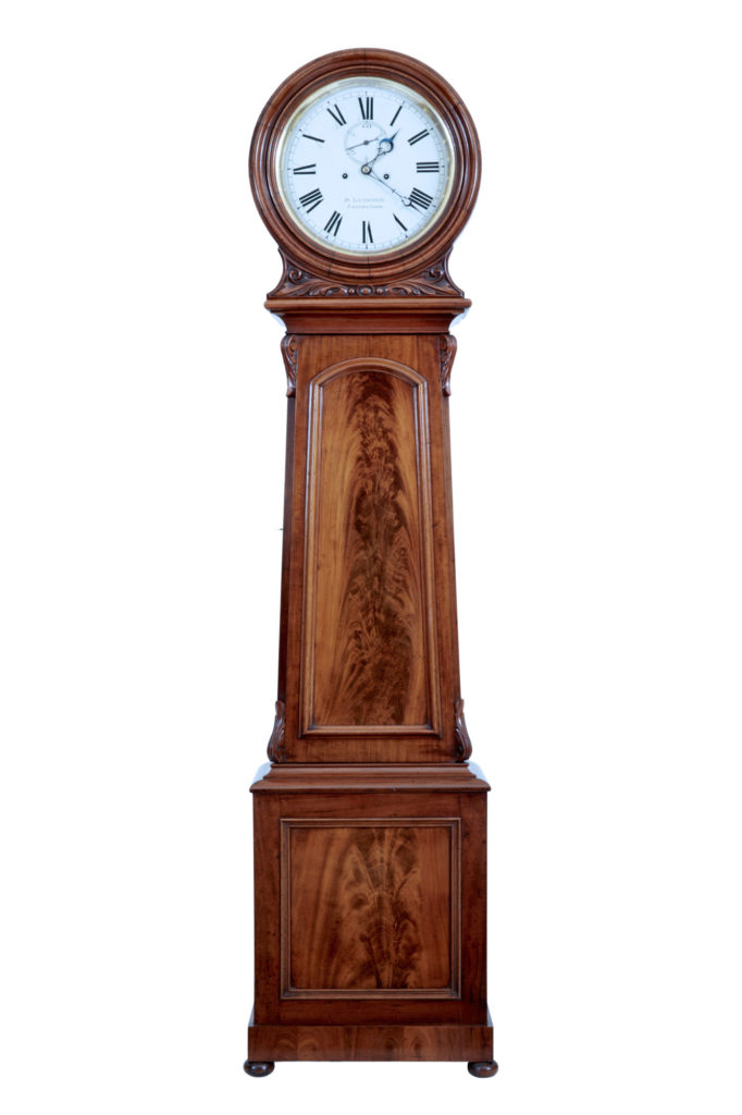 Scottish 19th Century Carved Mahogany Long Case Clock by Lumsden