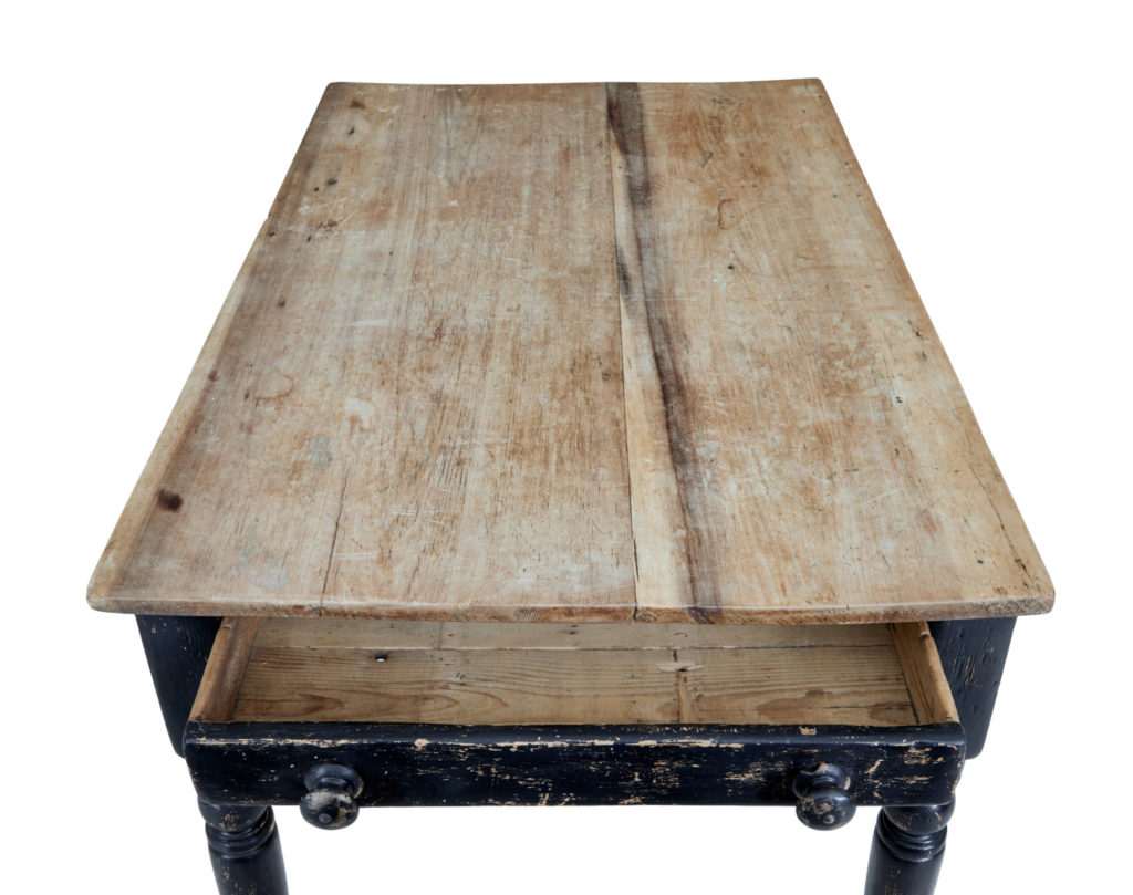 19th Century Painted Pine Victorian Country Kitchen Table — image 2