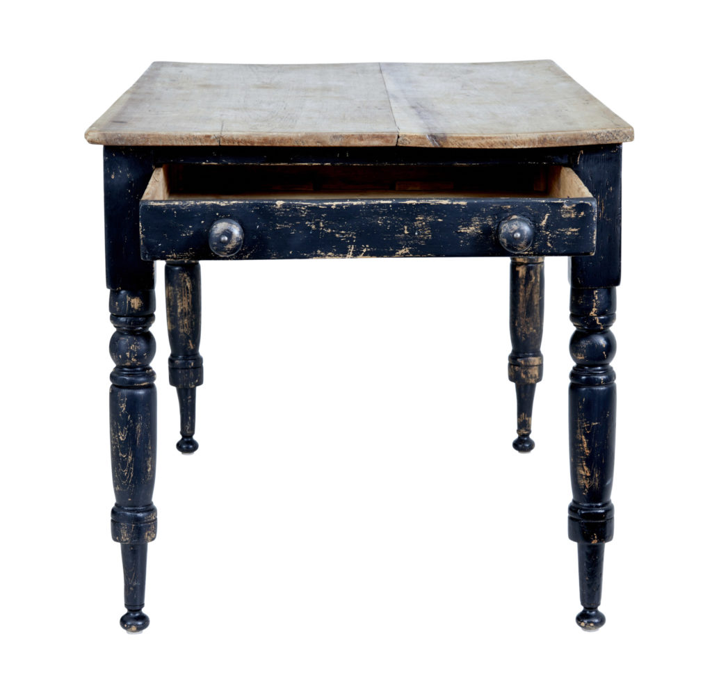 19th Century Painted Pine Victorian Country Kitchen Table — image 6
